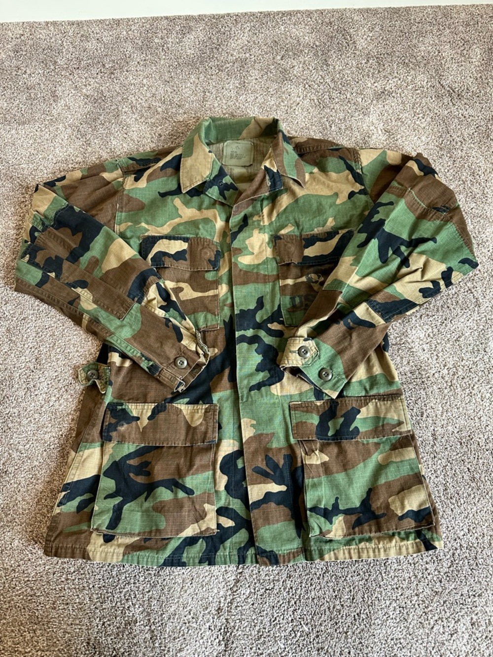 Vtg USMC  Marine Combat Military Camouflage Coat Jacket  Shirt SMALL LONG